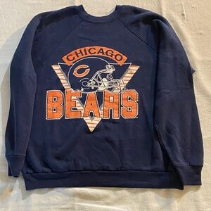 Vintage 1980 Tultex Navy Blue Chicago Bears Crewneck Sweater XL